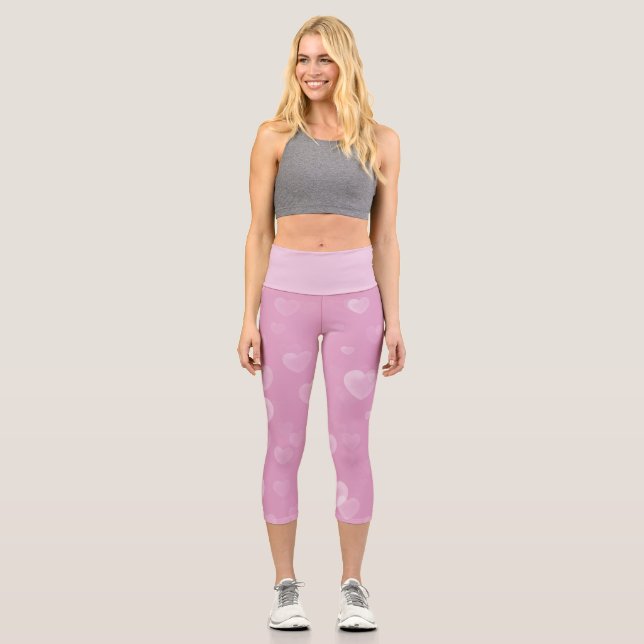 Leggings Capri Pink Hearts Bonito Pastel (Anverso)