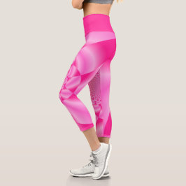 Leggings Capri Pink Leaf Petal