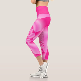 Leggings Capri Pink Leaf Petal
