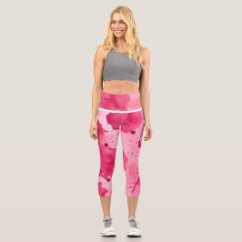 Leggings Capri Pink on Pink Abstract