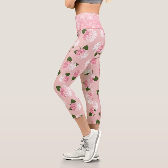 Leggings Capri Pink Sparkle Vintage Garden Blossoms (Izquierda)