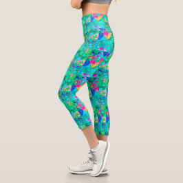 Leggings Capri Pintado de carpintería de jardín con hidrangea y a