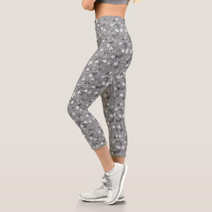 Leggings Capri Pintar blanco sobre gris