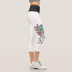 Leggings Capri Pintura a mano - Grupo de árboles abstractos 3
