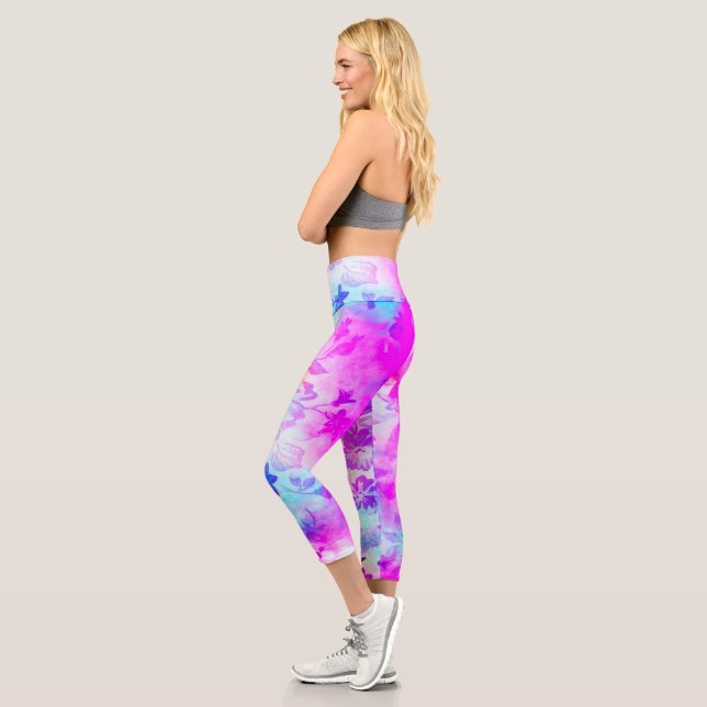 Leggings Capri Pintura de acuarelas florales (Izquierda)