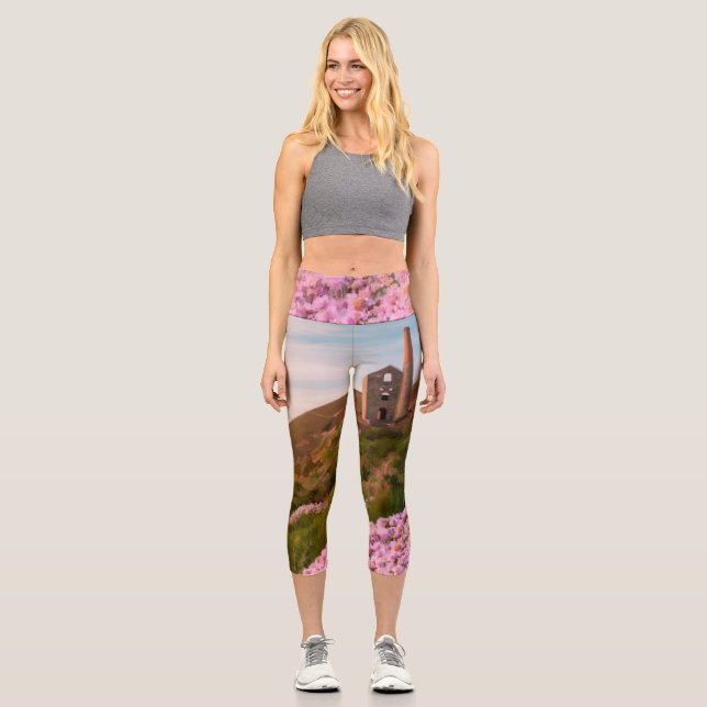 Leggings Capri Pintura de lata de maíz de ballena (Anverso)