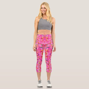Leggings Capri Pintura de remolinos abstractos coloridos lindos