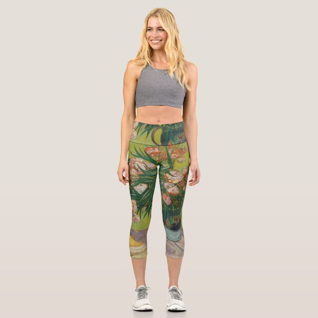 Leggings Capri Pintura floral de Vincent Van Gogh Oleander (Anverso)