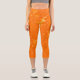 Leggings Capri Pinturas de color de agua del espectro naranja