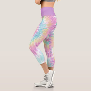 Leggings Capri Pizarra Azul Rosa Violeta Tye Abstract Swirl