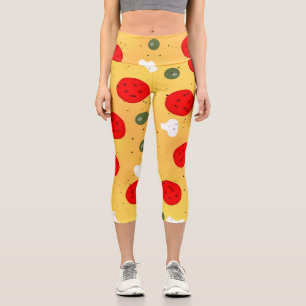 Leggings Capri pizza divertida de Guay pepperoni hongo