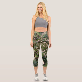 Leggings Capri Placa del circuito verde del ejército Camo Capris 