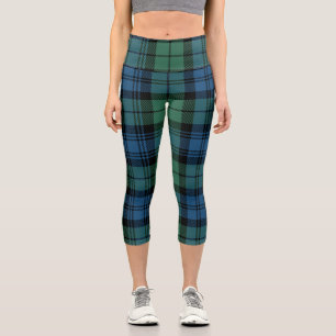 Leggings Capri Plaid Clan Campbell Green Blue Tartán