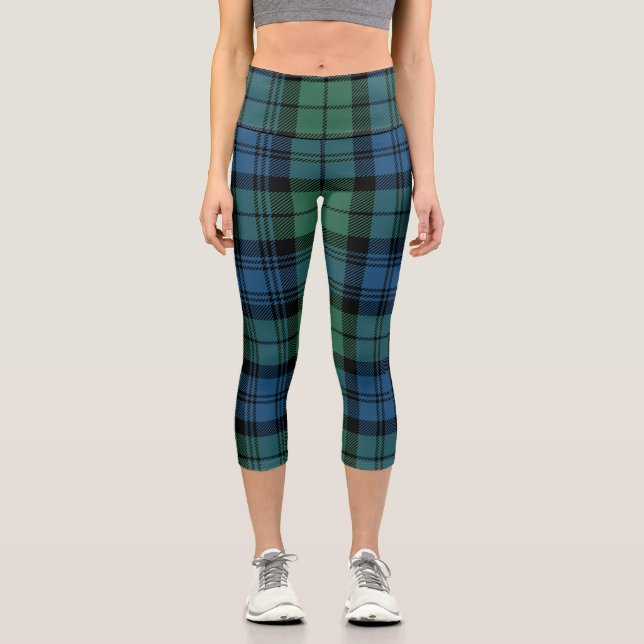 Leggings Capri Plaid Clan Campbell Green Blue Tartán (Anverso)