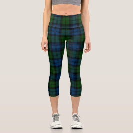 Leggings Capri Plaid Clan Campbell Militar Green Tartán Negro