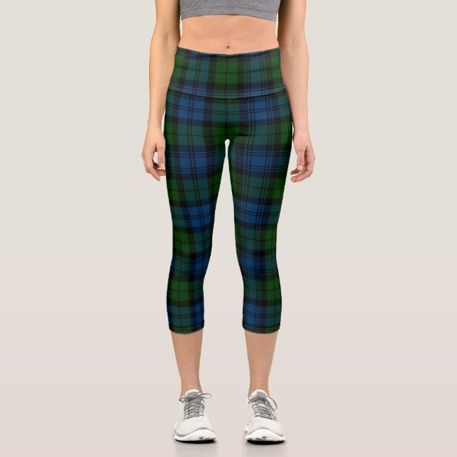 Leggings Capri Plaid Clan Campbell Militar Green Tartán Negro (Anverso)