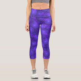 Leggings Capri Planetas púrpura, patrón fractal moderno