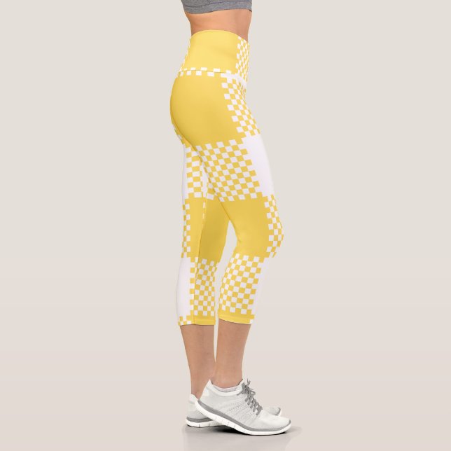 Leggings Capri Platos blancos y amarillos modernos (Derecha)