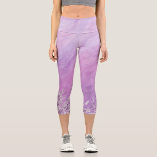 Leggings Capri Pluma abstrata de mármol antimetista de glam geod