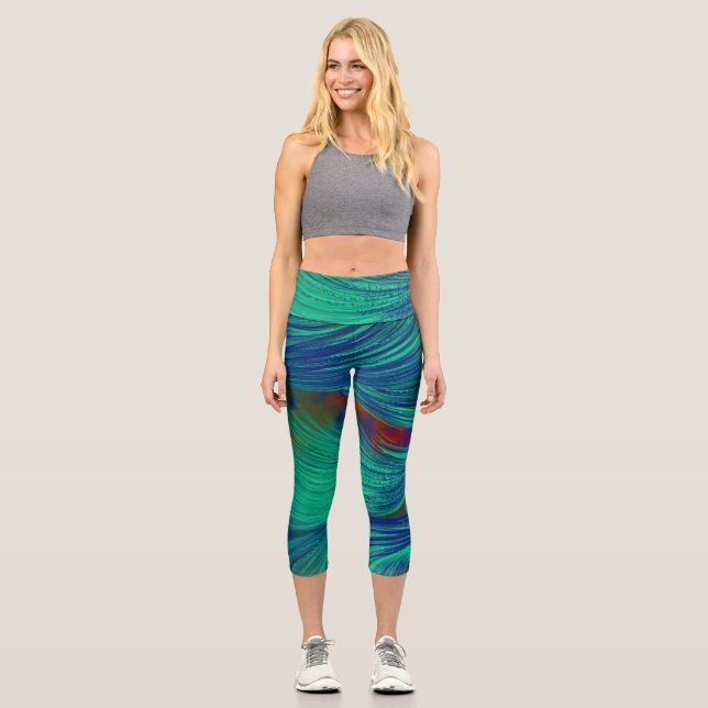 Leggings Capri plumas abstractas de Phoenix (Anverso)