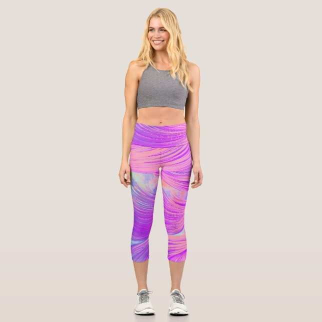 Leggings Capri plumas abstractas de Phoenix (Anverso)