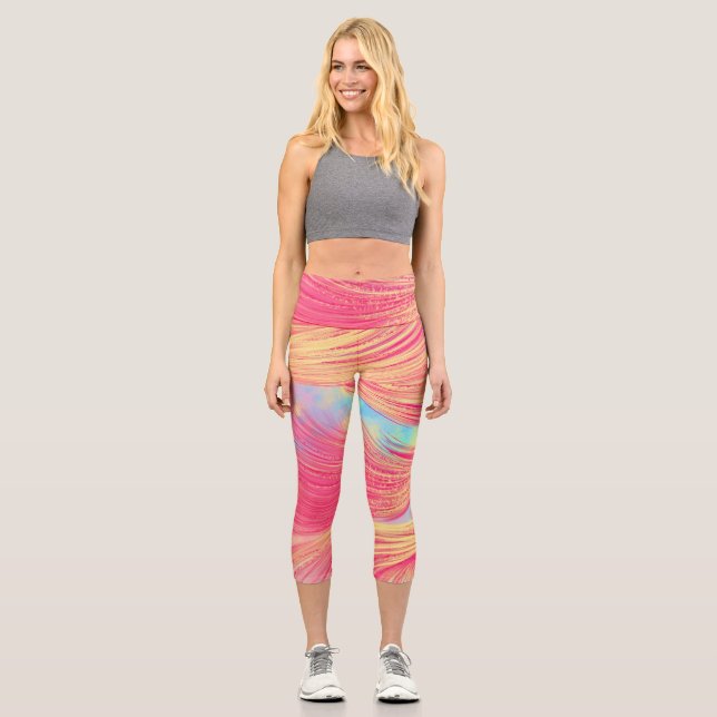 Leggings Capri plumas abstractas de Phoenix (Anverso)