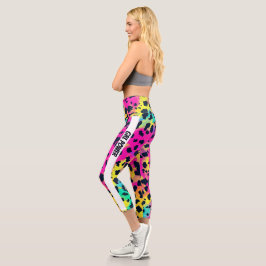 Leggings Capri Poder GRL para animales de color rosa neón