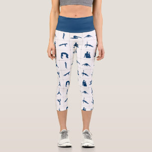 Leggings Capri Posturas de Yoga Azules
