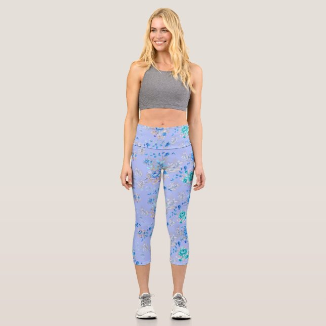 Leggings Capri Pretty Blue Floral Garden  (Anverso)