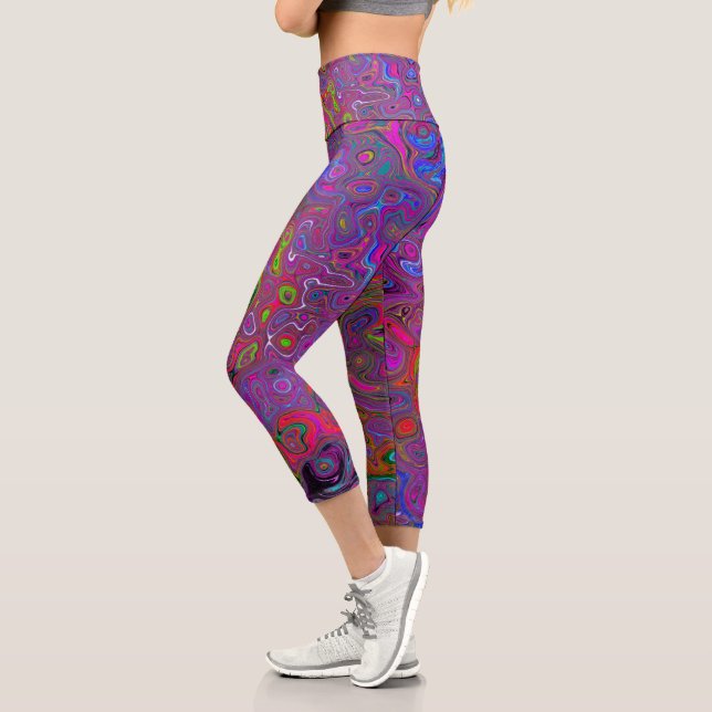 Leggings Capri Psicodelia Groovy Magenta Retro Bañón Líquido (Izquierda)