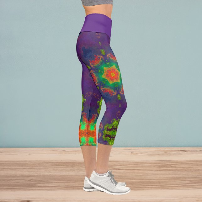 Leggings Capri Psicodelia Hippie Púrpura Verde y Legado Naranja (Subido por el creador)