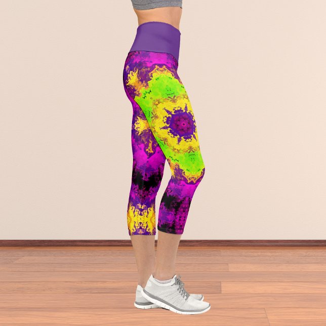 Leggings Capri Psicodelia Kaleidoscope Amarillo Verde y Morado L (Subido por el creador)