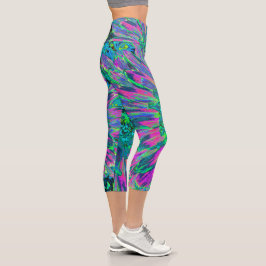 Leggings Capri Psicodelia Magenta Aqua y Lime Green Dahlia