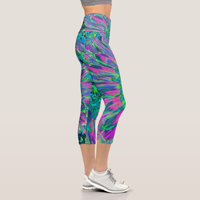 Leggings Capri Psicodelia Magenta Aqua y Lime Green Dahlia (Derecha)
