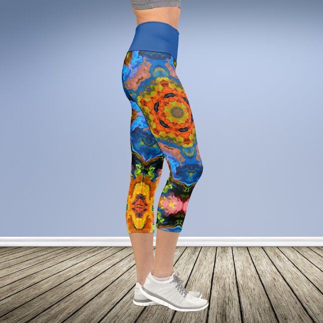 Leggings Capri Psicodelic Hippie Naranja Piernas Azul y Verde (Subido por el creador)