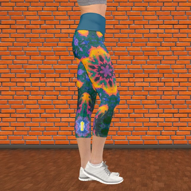 Leggings Capri Psicodelic Hippie Naranja Piernas Azul y Verde (Subido por el creador)
