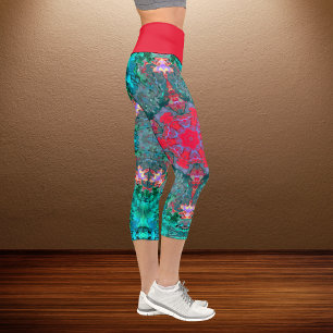Leggings Capri Psicodelic Hippie Pink Verde azulado y Blue Leggin