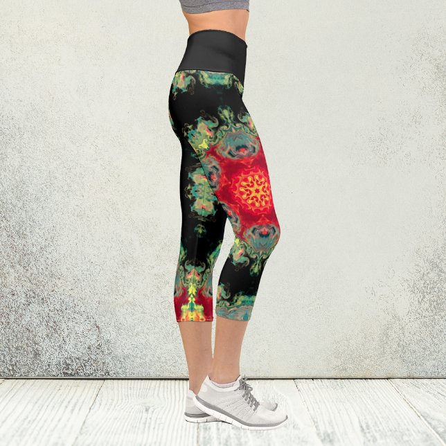 Leggings Capri Psicodelic Hippie Rojo Verde azulado y Negro (Subido por el creador)