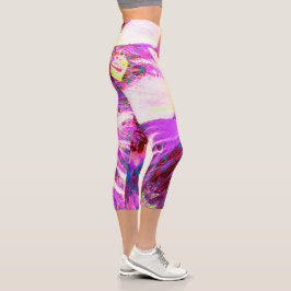 Leggings Capri Psicodélico Trippy Colores Arcoiris Hibiscus Flor