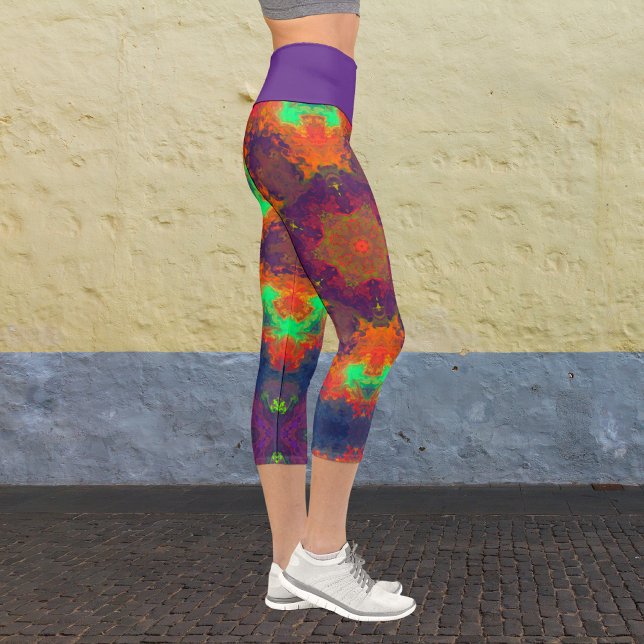 Leggings Capri Psychedelic Hippie Orange, Green, and Blue. Leggin (Subido por el creador)