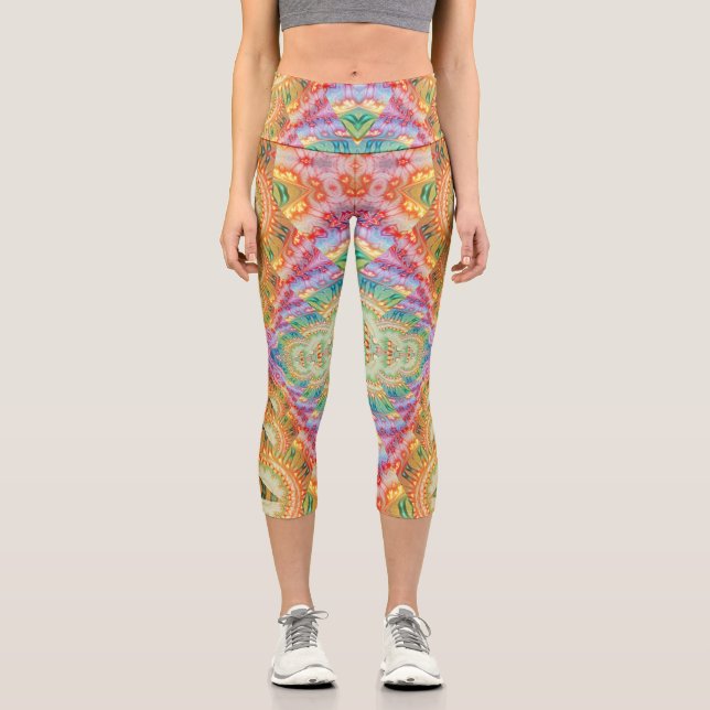 Leggings Capri Psychedelic Visionary Geometric Art V1 (Anverso)