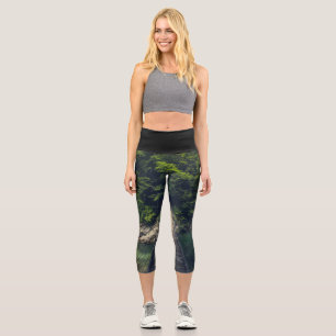 Leggings Capri Puente colgante simple río Idrijca, Eslovenia