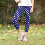 Leggings Capri Punto de polka azul de la marina<br><div class="desc">Leyendas estilo punk dot de la marina</div>