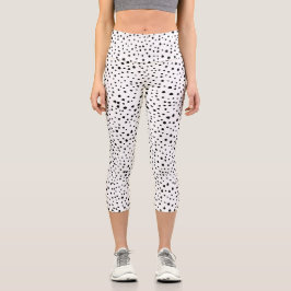 Leggings Capri Puntos dálmatas, puntos dálmatas, blanco y negro