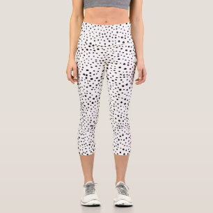 Leggings Capri Puntos dálmatas, puntos dálmatas, blanco y negro