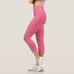 Leggings Capri Puntos de alfiler negros sobre rosa