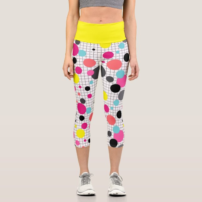Leggings Capri Puntos de Memphis polka (Anverso)