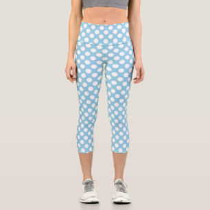 Leggings Capri Puntos de Polka Azul, Patrón De Punto De Polka, Pu