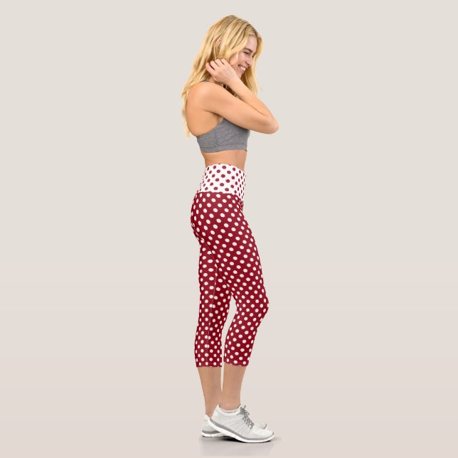 Leggings Capri Puntos de Polka Blanco sobre el rojo Criminson (Derecha)
