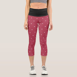 Leggings Capri Puntos de Polka Geométrica Blanco Rosa y Negro